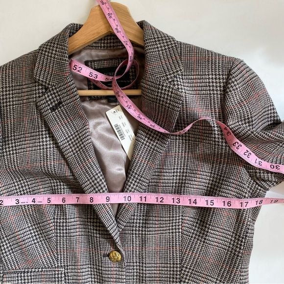 J. Crew || Plaid Wool Jacket Blazer Leather Elbow Patches 6 NWT