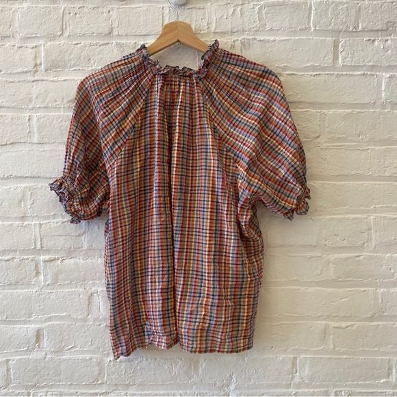 The Great. || Gather Top in Midsummer Plaid Size 1 US Small