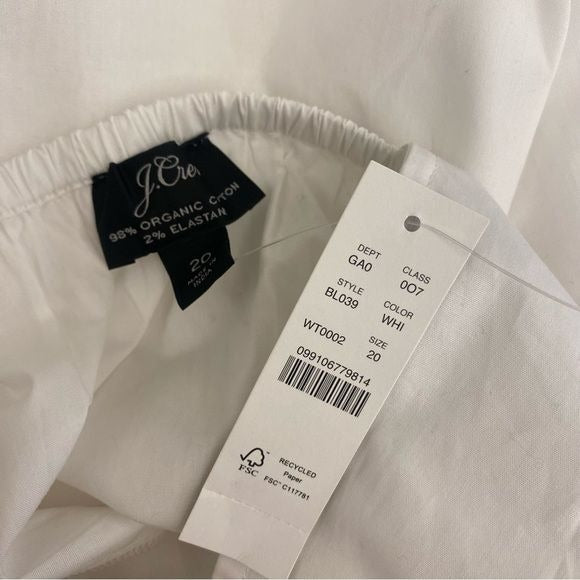 J. Crew || Tie-back Top In Stretch Cotton Poplin White 20 NWT