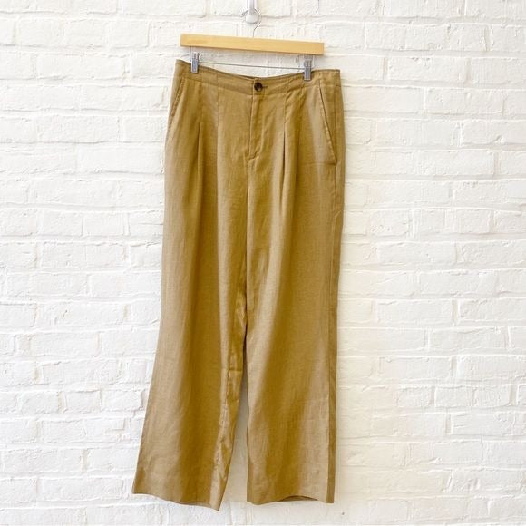 Banana Republic || High Rise Wide Leg Linen Pants Iced Latte Beige Brown 10 NWT