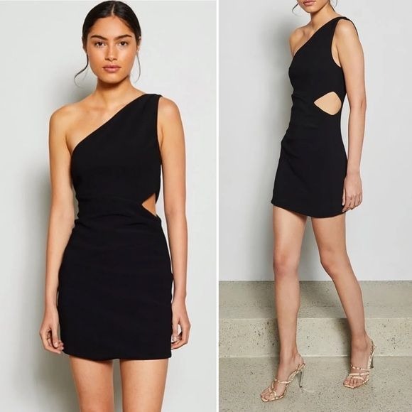 Bec & Bridge || Elle Cutout One Shoulder Mini Dress Black US 2