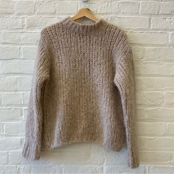 & Other Stories || Chunky Knit Alpaca Mock Neck Sweater Beige XS