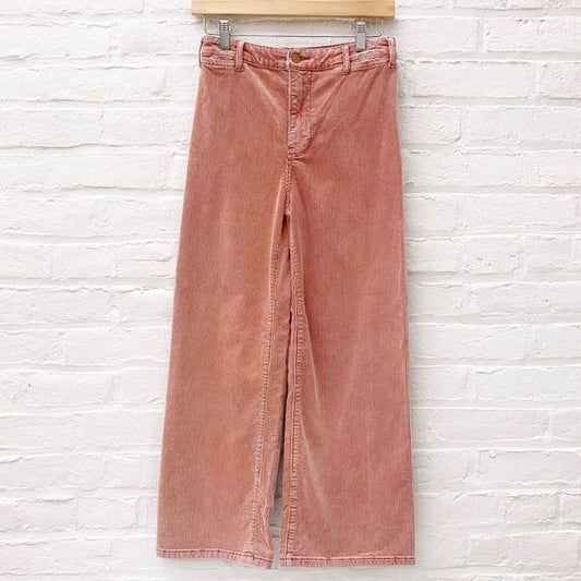 Anthropologie || Pilcro Ultra High-Rise Wide Leg Cropped Corduroy Pants Pink 26