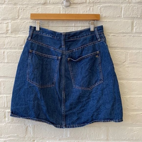 Madewell || Rigid Denim A-Line High Waist Mini Skirt Sunberry Wash Blue 30