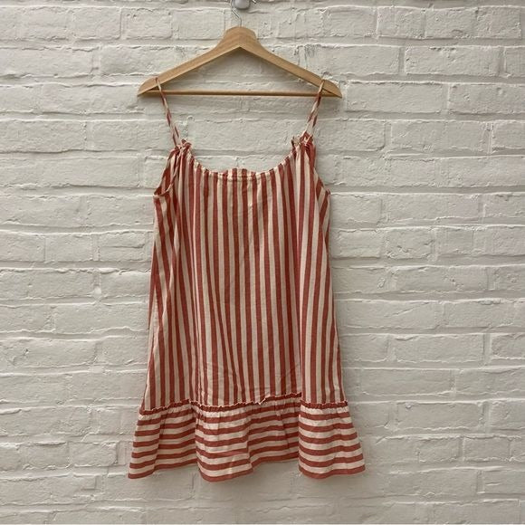 Sézane || Sido Dress Mini Sundress Keyhole Tie Nautical Ecru Red Stripes 36 US 4