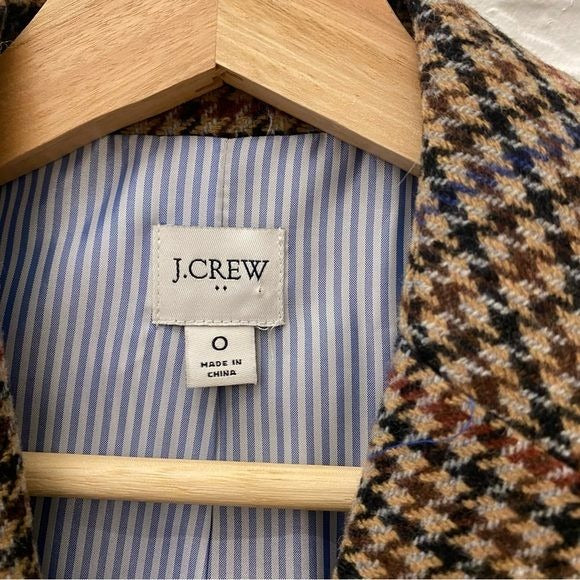 J.Crew || Wool-Blend Schoolboy Blazer in Houndstooth Tan 0