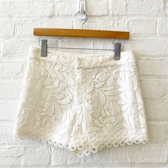 Parker || Riley Shorts Floral Lace Embroidered White Cream Ivory 4