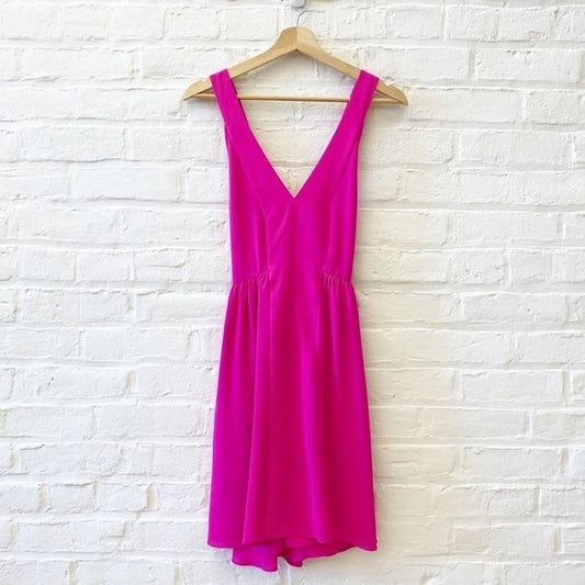 CROSBY by Mollie Burch || Evan Cross Back Mini Dress in Mollie Pink Fuchsia XS