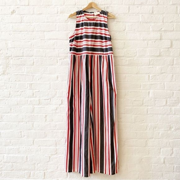 Anthropologie || Maeve Striped Wide-Leg Jumpsuit Red White Large