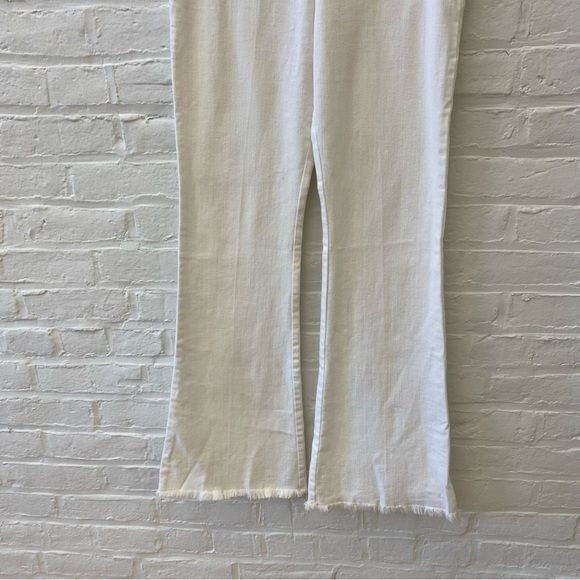 Avenue Montaigne || Bellini Denim Flare Pull On Pant Raw Hem White 8