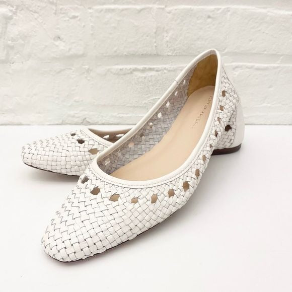 Loeffler Randall || Maura Woven Flat in Optic White 10