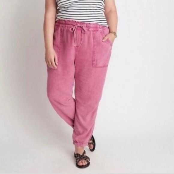 Anthropologie || Rhys Linen Blend Utility Jogger Pants Pink Small