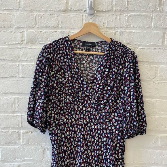 Karen Kane || Bias Puff Sleeve Dress in Daisy Floral Black Maxi XL