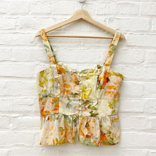 Anthropologie || Maeve Floral Peplum Tank Watercolor Top Medium