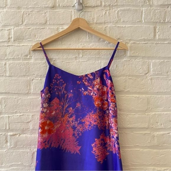 Banana Republic || Midi Slip Dress Purple + Red Floral 0