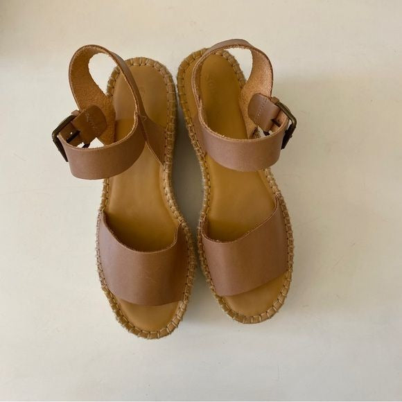 Soludos || Minorca High Platform Wedge Sandals Tan Beige  7.5