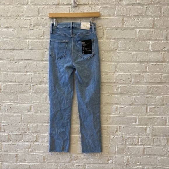 Paige || Sarah Slim Crop Jeans Raw Hem in Park Ave Light Blue Wash 24 NWT