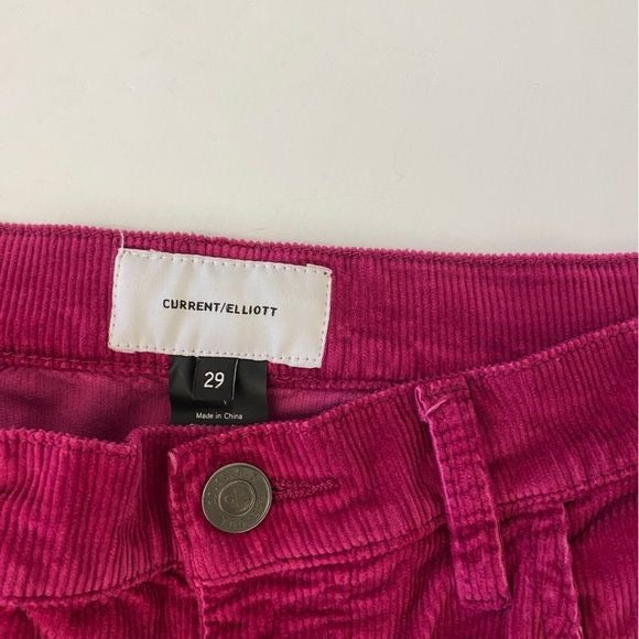 Current/Elliot || Corduroy Crop Flare Pants Magenta Fuchsia Pink 29