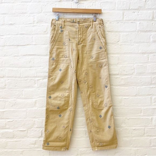 Anthropologie || Pilcro The Roamer Embroidered Khaki Chino Utility Pants Tan 26