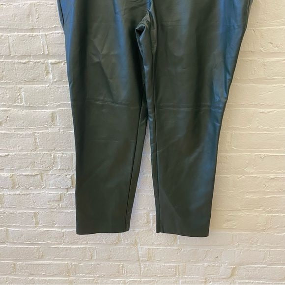 Eloquii || Gena Slim Fit Faux Leather Pant Pine Grove Green 14