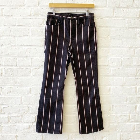 Madewell || Cali Demi-Boot Jeans Elsie Black Red Railroad Stripe Crop Flare 26