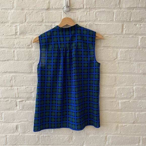 J. Crew || Plaid Tartan Sleeveless Shell Top Blouse Blue Green Blackwatch 6