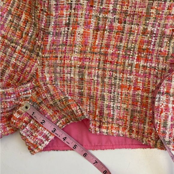 Adelyn Rae || Bailey Tweed Romper Pearl Button Hot Pink Small NWT