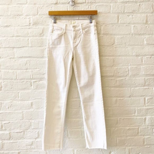 MOTHER || The Rascal Ankle Snippet Jeans in Stayin' Alive Straight White 25