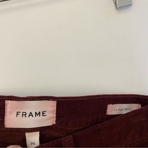 Frame || Le High Skinny Cords Corduroy Bordeaux Burgundy 26