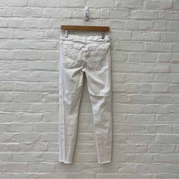 MOTHER || The Looker Ankle Fray Jeans Little Miss Innocent? Distressed White 28