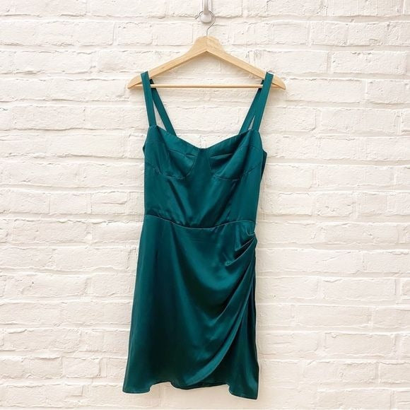 Reformation || Fonda Corset Silk Mini Dress Emerald Green 8