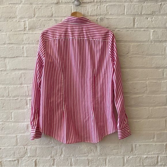 The Shirt by Rochelle Behrens || The Boyfriend Shirt Button Down Pink Stripe XS