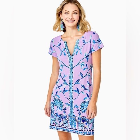 Lilly Pulitzer || Sophiletta Dress in Purple Iris Slathouse Jungle UPF 50 Medium