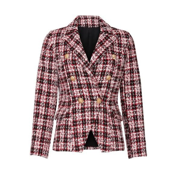 Lioness || Tartan Palermo Blazer Double Breasted Tweed Plaid Jacket Small NWT