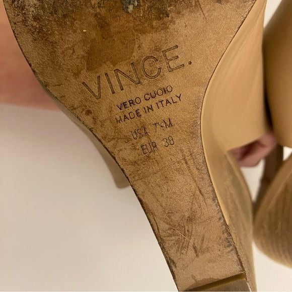 Vince. || Karen Leather Wedge Sandals Tan 7.5