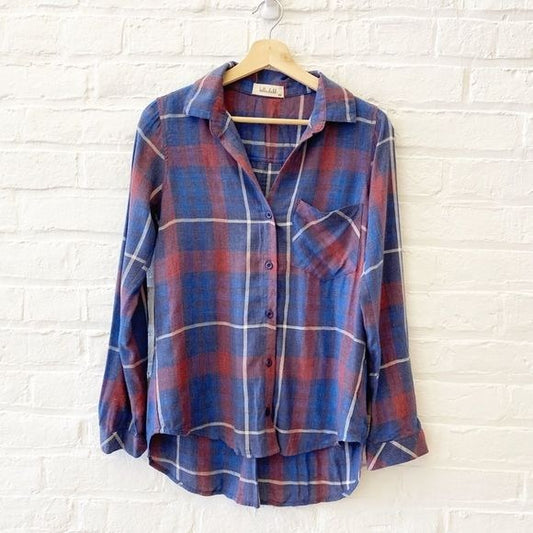 Bella Dahl || Aurora Plaid Buttondown Top Red + Blue XS