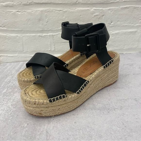 Sole Society || Audrina Platform Espadrille Sandal Black 5.5