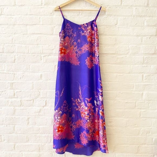 Banana Republic || Midi Slip Dress Purple + Red Floral 0