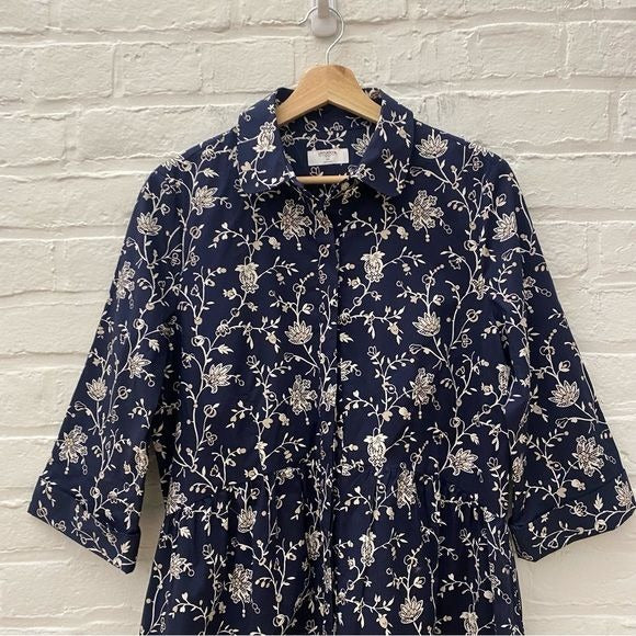 UNTUCKit || Demi Collared Shirt Dress Floral Navy Medium