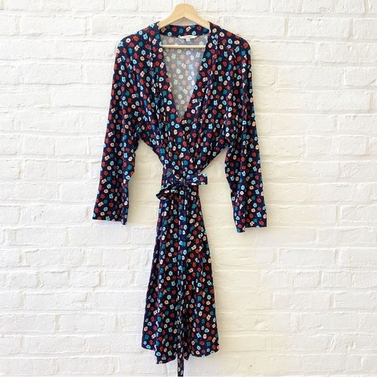 Tucker || Rachel Bamboo Jersey Wrap Dress Floral Navy Blue 2X