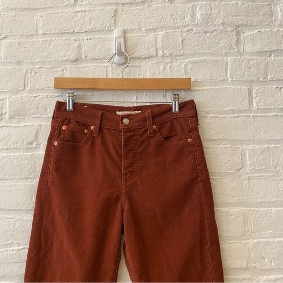 Levi's || Wedgie Straight Corduroy Pants Jeans Rust Orange Brown 26