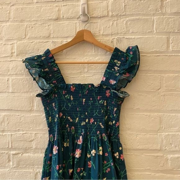 Hill House || Ellie Nap Dress in Moody Floral Green Small