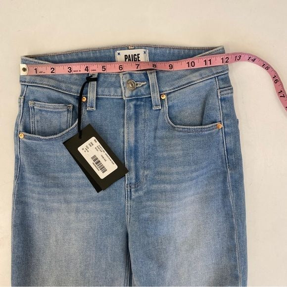 Paige || Sarah Slim Crop Jeans Raw Hem in Park Ave Light Blue Wash 24 NWT