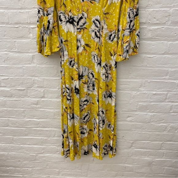 Ghost London || Luisa Floral Midi Dress in Patty Poppy Ditzy Yellow XS NWT