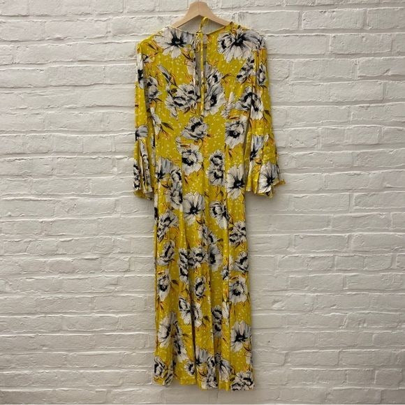 Ghost London || Luisa Floral Midi Dress in Patty Poppy Ditzy Yellow XS NWT