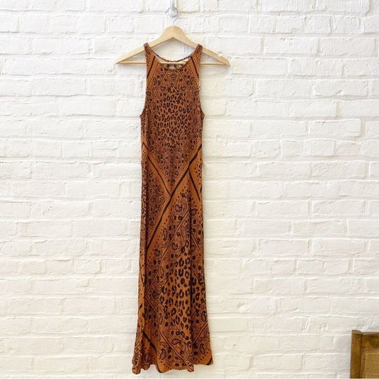 Anthropologie || Farm Rio Alyse Ribbed Midi Dress Leopard XS NWT