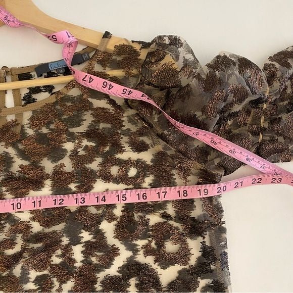 Anthropologie || Eva Franco Sheer Leopard Top Metallic Brown Copper Medium