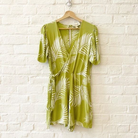 Anthropologie || Cleobella Remington Romper Palm Frond Print Wrap Green Medium