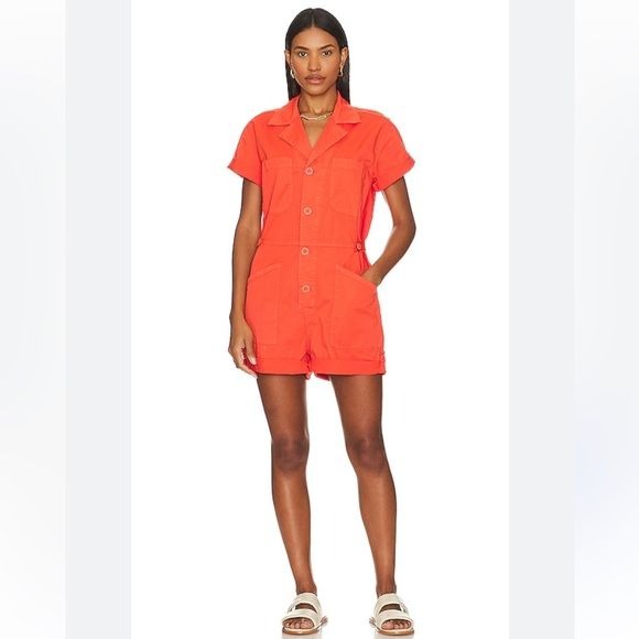 Pistola || Parker Romper Utility Playsuit in Blood Orange XS