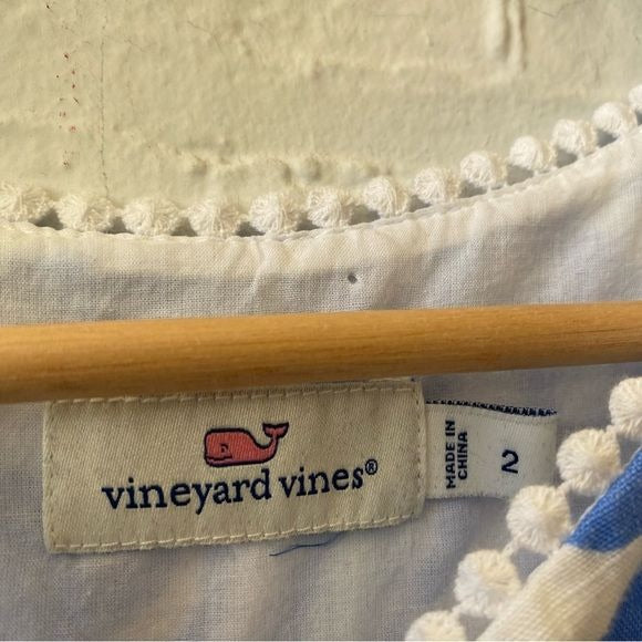 Vineyard Vines || Nautilus Shell Print Linen Shift A-Line Swing Dress Blue 2